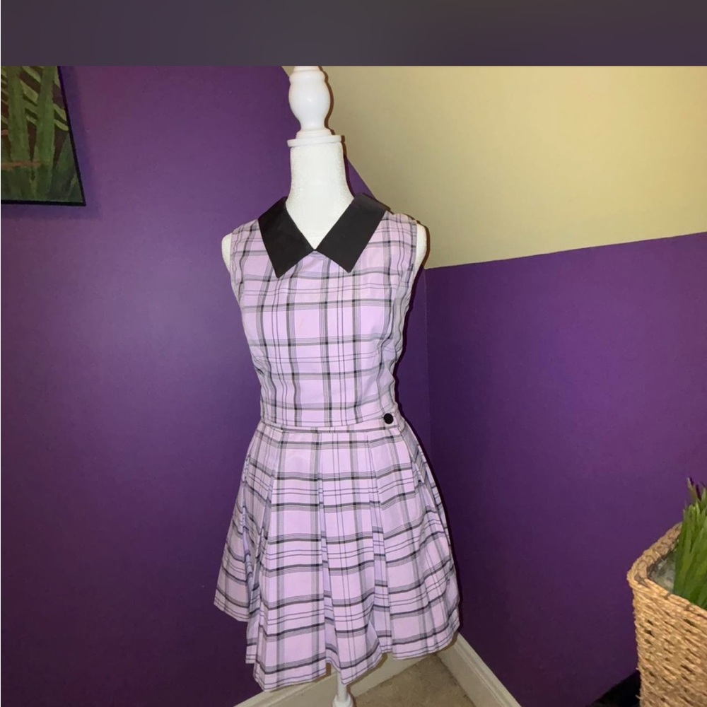 Dolls Kill Lavender Plaid SET with Black Collar - Picture 4 of 4